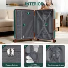 Miss Lulu London KSK2583 - Kono prémium ABS+PC 24 Zoll keményfalú-Mittelstück-bőrönd  TSA-zár és 360° leisen Spinner-Rädern - zöld és barna