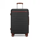 Miss Lulu London KSK2584 - Kono Kratzfeste 24-Zoll keményfalú-Mittelgepäck  horizontalem Streifenmuster, braunen Akzenten és Spinner-Rädern - fekete és barna