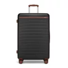 Miss Lulu London KSK2584 - Kono Kratzerresistente 28-Zoll Hartschalenreisetasche  horizontalem Streifendesign, braunen Akzenten és Spinner-Rädern - fekete és barna