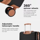 Miss Lulu London KSK2584 - Kono Kratzerresistente 28-Zoll Hartschalenreisetasche  horizontalem Streifendesign, braunen Akzenten és Spinner-Rädern - fekete és barna