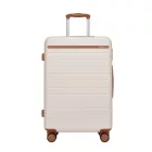 Miss Lulu London KSK2584 - Kono Kratzfeste 24-Zoll keményfalú-Mittelgepäck  horizontalem Streifenmuster, braunen Akzenten és Spinner-Rädern - Creme és barna