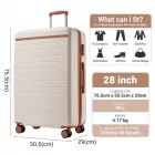 Miss Lulu London KSK2584 - Kono Kratzerresistente 28-Zoll Hartschalenreisetasche  horizontalem Streifendesign, braunen Akzenten és Spinner-Rädern - Creme és barna