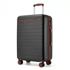 Miss Lulu London KSK2584 - Kono Kratzfeste 24-Zoll keményfalú-Mittelgepäck  horizontalem Streifenmuster, braunen Akzenten és Spinner-Rädern - szürke és barna