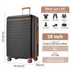 Miss Lulu London KSK2584 - Kono Kratzerresistente 28-Zoll Hartschalenreisetasche  horizontalem Streifendesign, braunen Akzenten és Spinner-Rädern - szürke és barna