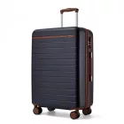 Miss Lulu London KSK2584 - Kono Kratzfeste 24-Zoll keményfalú-Mittelgepäck  horizontalem Streifenmuster, braunen Akzenten és Spinner-Rädern - Marineblau és barna