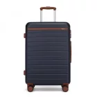 Miss Lulu London KSK2584 - Kono Kratzfeste 24-Zoll keményfalú-Mittelgepäck  horizontalem Streifenmuster, braunen Akzenten és Spinner-Rädern - Marineblau és barna