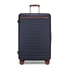 Miss Lulu London KSK2584 - Kono Kratzerresistente 28-Zoll Hartschalenreisetasche  horizontalem Streifendesign, braunen Akzenten és Spinner-Rädern - Marineblau és barna
