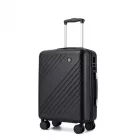 Miss Lulu London KSK2585 - Kono 20 Zoll ABS+PC keményfalú Handgepäckkoffer, Leichter bőrönd  Diagonalstreifen, Lautlosen Spinnerrädern és Organisiertem Innenraum - fekete