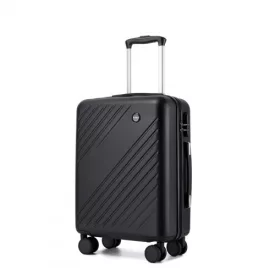   Miss Lulu London KSK2585 - Kono 20 Zoll ABS+PC keményfalú Handgepäckkoffer, Leichter bőrönd  Diagonalstreifen, Lautlosen Spinnerrädern és Organisiertem Innenraum - fekete
