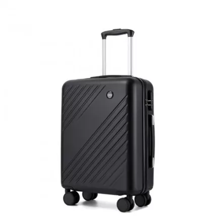 Miss Lulu London KSK2585 - Kono 20 Zoll ABS+PC keményfalú Handgepäckkoffer, Leichter bőrönd  Diagonalstreifen, Lautlosen Spinnerrädern és Organisiertem Innenraum - fekete