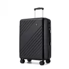 Miss Lulu London KSK2585 - Kono 24 Zoll középső ABS+PC keményfalú Reisegepäckkoffer, Moderner bőrönd  Diagonalstreifen, lautlosen Spinnerrädern és Zahlenschloss - fekete