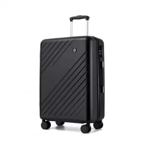   Miss Lulu London KSK2585 - Kono 24 Zoll középső ABS+PC keményfalú Reisegepäckkoffer, Moderner bőrönd  Diagonalstreifen, lautlosen Spinnerrädern és Zahlenschloss - fekete