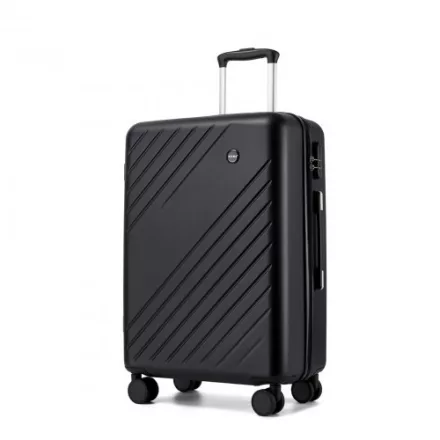 Miss Lulu London KSK2585 - Kono 24 Zoll középső ABS+PC keményfalú Reisegepäckkoffer, Moderner bőrönd  Diagonalstreifen, lautlosen Spinnerrädern és Zahlenschloss - fekete