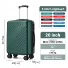 Miss Lulu London KSK2585 - Kono 20 Zoll ABS+PC keményfalú Handgepäckkoffer, Leichter bőrönd  Diagonalstreifen, Lautlosen Spinnerrädern és Organisiertem Innenraum - zöld