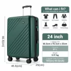 Miss Lulu London KSK2585 - Kono 24 Zoll középső ABS+PC keményfalú Reisegepäckkoffer, Moderner bőrönd  Diagonalstreifen, lautlosen Spinnerrädern és Zahlenschloss - zöld