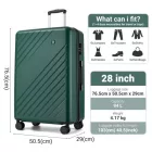 Miss Lulu London KSK2585 - Kono 28 Zoll nagy ABS+PC keményfalú Aufgabegepäck-bőrönd, geräumiger bőrönd  Diagonalstreifen, leisen Rädern és Zahlenschloss - zöld