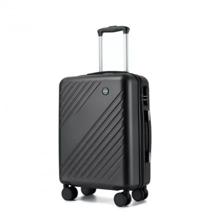 Miss Lulu London KSK2585 - Kono 20 Zoll ABS+PC keményfalú Handgepäckkoffer, Leichter bőrönd  Diagonalstreifen, Lautlosen Spinnerrädern és Organisiertem Innenraum - szürke