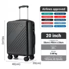 Miss Lulu London KSK2585 - Kono 20 Zoll ABS+PC keményfalú Handgepäckkoffer, Leichter bőrönd  Diagonalstreifen, Lautlosen Spinnerrädern és Organisiertem Innenraum - szürke