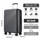 Miss Lulu London KSK2585 - Kono 24 Zoll középső ABS+PC keményfalú Reisegepäckkoffer, Moderner bőrönd  Diagonalstreifen, lautlosen Spinnerrädern és Zahlenschloss - szürke