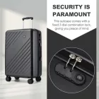 Miss Lulu London KSK2585 - Kono 24 Zoll középső ABS+PC keményfalú Reisegepäckkoffer, Moderner bőrönd  Diagonalstreifen, lautlosen Spinnerrädern és Zahlenschloss - szürke