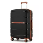 Miss Lulu London KSK2591 - Kono 24-Zoll-PP-Modern-karcolásálló Mittelkoffer  TSA-zár & stilvollen Braunakzenten - fekete és barna