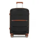 Miss Lulu London KSK2591 - Kono 24-Zoll-PP-Modern-karcolásálló Mittelkoffer  TSA-zár & stilvollen Braunakzenten - fekete és barna