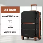 Miss Lulu London KSK2591 - Kono 24-Zoll-PP-Modern-karcolásálló Mittelkoffer  TSA-zár & stilvollen Braunakzenten - fekete és barna
