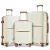 Miss Lulu London KSK2591 - Kono 20/24/28-Zoll-PP-Modern-karcolásálló bőrönd szett  TSA-zár & stilvollen Braunakzenten - Creme és barna