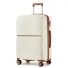 Miss Lulu London KSK2591 - Kono 20/24/28-Zoll-PP-Modern-karcolásálló bőrönd szett  TSA-zár & stilvollen Braunakzenten - Creme és barna