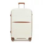 Miss Lulu London KSK2591 - Kono 28-Zoll-PP-Modern-karcolásálló Großbőrönd  TSA-zár & stilvollen Braunakzenten - Creme és barna