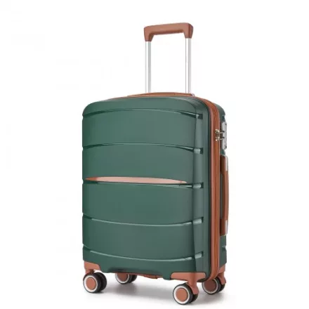 Miss Lulu London KSK2591 - Kono 20-Zoll-PP-Modern-karcolásálló Kabinengepäck  TSA-zár & stilvollen Braunakzenten - zöld és barna