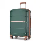 Miss Lulu London KSK2591 - Kono 24-Zoll-PP-Modern-karcolásálló Mittelkoffer  TSA-zár & stilvollen Braunakzenten - zöld és barna
