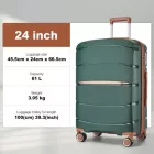 Miss Lulu London KSK2591 - Kono 24-Zoll-PP-Modern-karcolásálló Mittelkoffer  TSA-zár & stilvollen Braunakzenten - zöld és barna
