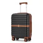Miss Lulu London KSK2592 - Kono ABS+PC-Bordgepäckkoffer 20 Zoll  Streifendesign és Farbblockdetails,  geräuschlosen Spinnerrädern - fekete és barna
