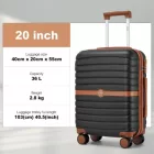 Miss Lulu London KSK2592 - Kono ABS+PC-Bordgepäckkoffer 20 Zoll  Streifendesign és Farbblockdetails,  geräuschlosen Spinnerrädern - fekete és barna