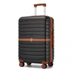 Miss Lulu London KSK2592 - Kono ABS+PC-Mittelkoffer 24 Zoll  Streifendesign és Farbblockdetails,  geräuschlosen Spinnerrädern - fekete és barna