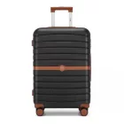 Miss Lulu London KSK2592 - Kono ABS+PC-Mittelkoffer 24 Zoll  Streifendesign és Farbblockdetails,  geräuschlosen Spinnerrädern - fekete és barna