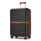 Miss Lulu London KSK2592 - Kono Groß checked bőrönd utazótáska  ABS+PC  28 Zoll, Streifendesign és Farbblockdetails  längere Reisen - fekete és barna
