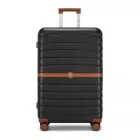 Miss Lulu London KSK2592 - Kono Groß checked bőrönd utazótáska  ABS+PC  28 Zoll, Streifendesign és Farbblockdetails  längere Reisen - fekete és barna