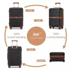 Miss Lulu London KSK2592 - Kono Groß checked bőrönd utazótáska  ABS+PC  28 Zoll, Streifendesign és Farbblockdetails  längere Reisen - fekete és barna