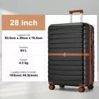 Miss Lulu London KSK2592 - Kono Groß checked bőrönd utazótáska  ABS+PC  28 Zoll, Streifendesign és Farbblockdetails  längere Reisen - fekete és barna