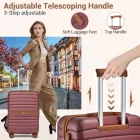 Miss Lulu London KSK2592 - Kono ABS+PC-Bordgepäckkoffer 20 Zoll  Streifendesign és Farbblockdetails,  geräuschlosen Spinnerrädern - Burgunderrot és barna
