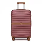 Miss Lulu London KSK2592 - Kono ABS+PC-Mittelkoffer 24 Zoll  Streifendesign és Farbblockdetails,  geräuschlosen Spinnerrädern - Burgunderrot és barna