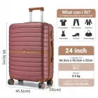 Miss Lulu London KSK2592 - Kono ABS+PC-Mittelkoffer 24 Zoll  Streifendesign és Farbblockdetails,  geräuschlosen Spinnerrädern - Burgunderrot és barna