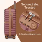 Miss Lulu London KSK2592 - Kono ABS+PC-Mittelkoffer 24 Zoll  Streifendesign és Farbblockdetails,  geräuschlosen Spinnerrädern - Burgunderrot és barna