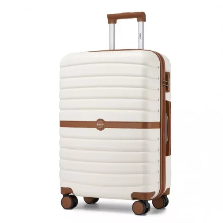 Miss Lulu London KSK2592 - Kono ABS+PC-Mittelkoffer 24 Zoll  Streifendesign és Farbblockdetails,  geräuschlosen Spinnerrädern - Creme és barna