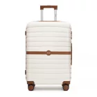 Miss Lulu London KSK2592 - Kono ABS+PC-Mittelkoffer 24 Zoll  Streifendesign és Farbblockdetails,  geräuschlosen Spinnerrädern - Creme és barna