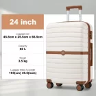 Miss Lulu London KSK2592 - Kono ABS+PC-Mittelkoffer 24 Zoll  Streifendesign és Farbblockdetails,  geräuschlosen Spinnerrädern - Creme és barna