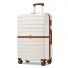 Miss Lulu London KSK2592 - Kono Groß checked bőrönd utazótáska  ABS+PC  28 Zoll, Streifendesign és Farbblockdetails  längere Reisen - Creme és barna