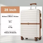 Miss Lulu London KSK2592 - Kono Groß checked bőrönd utazótáska  ABS+PC  28 Zoll, Streifendesign és Farbblockdetails  längere Reisen - Creme és barna